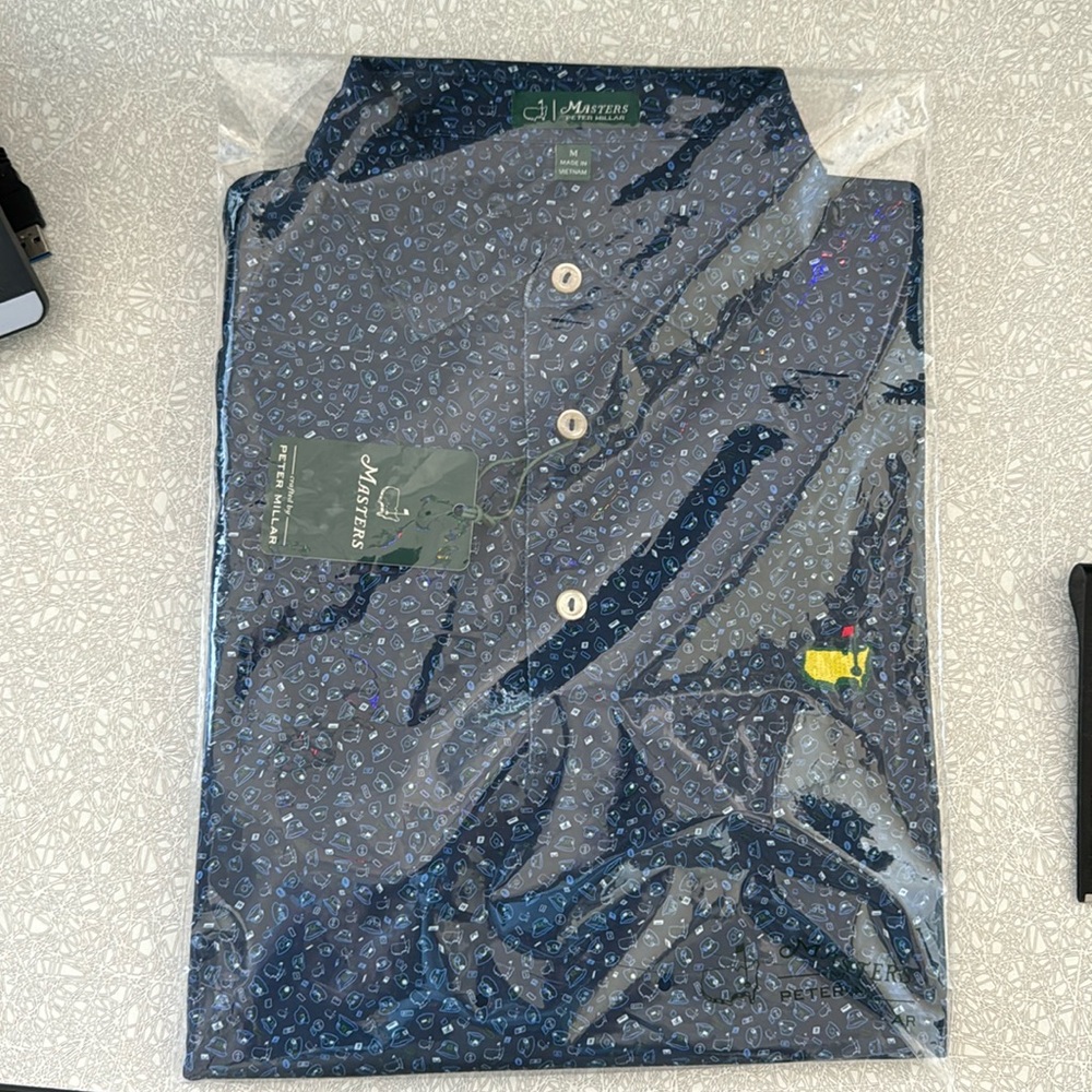 Men’s Peter Millar Masters navy shirt. NEW